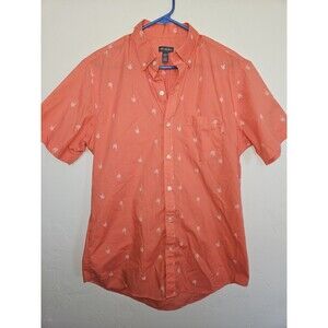 Van Heusen Men's Short Sleeve Button-Up Tropical Beach Summer Shirt, Coral, M
